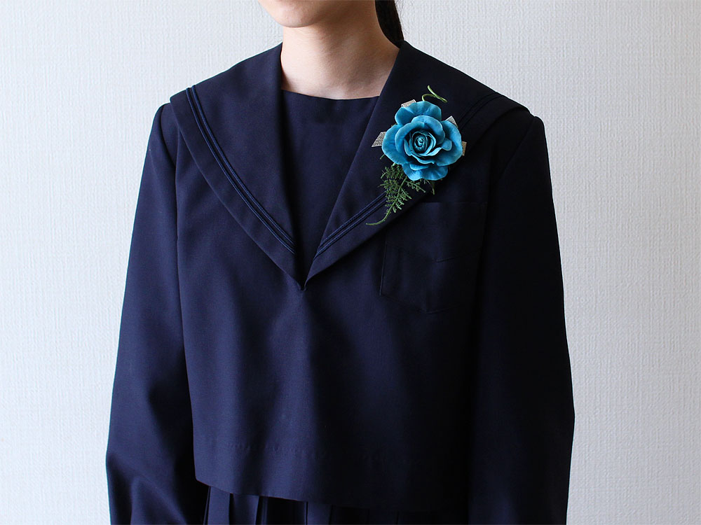 AT1-24 アーティローズ×1輪ターコイズブルーコサージュ