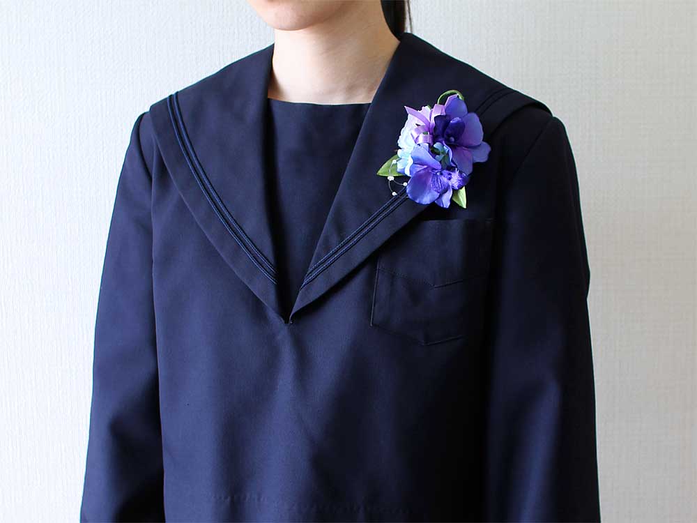 DA2-15 デンファレアレンジ×2輪コバルトブルーコサージュ(クリップ付)