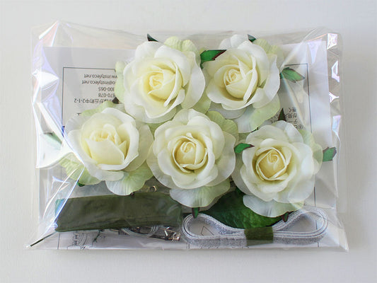 HAT-50 ハニーローズホワイトグリーンコサージュ手作りキット