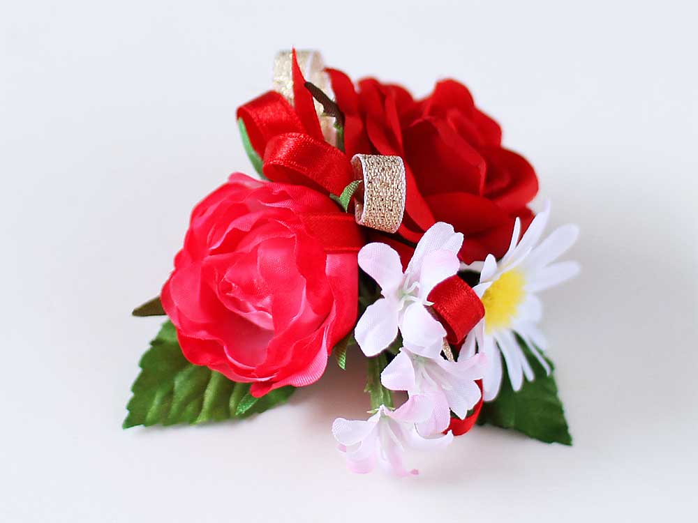 MXF-2 NEWミックスブーケレッドコサージュ