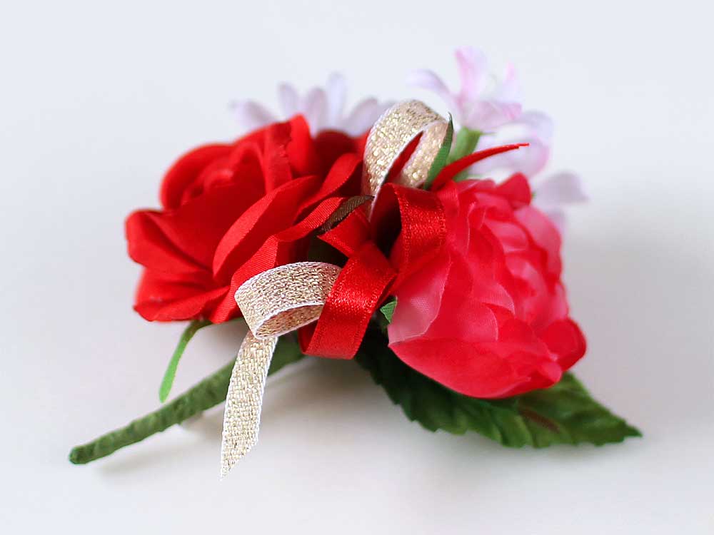 MXF-2 NEWミックスブーケレッドコサージュ