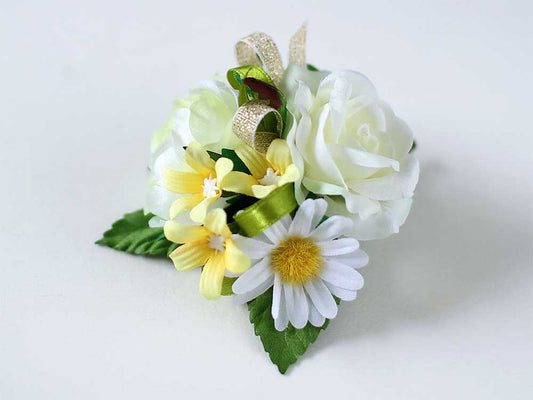 MXF-50 NEWミックスブーケホワイトグリーンコサージュ