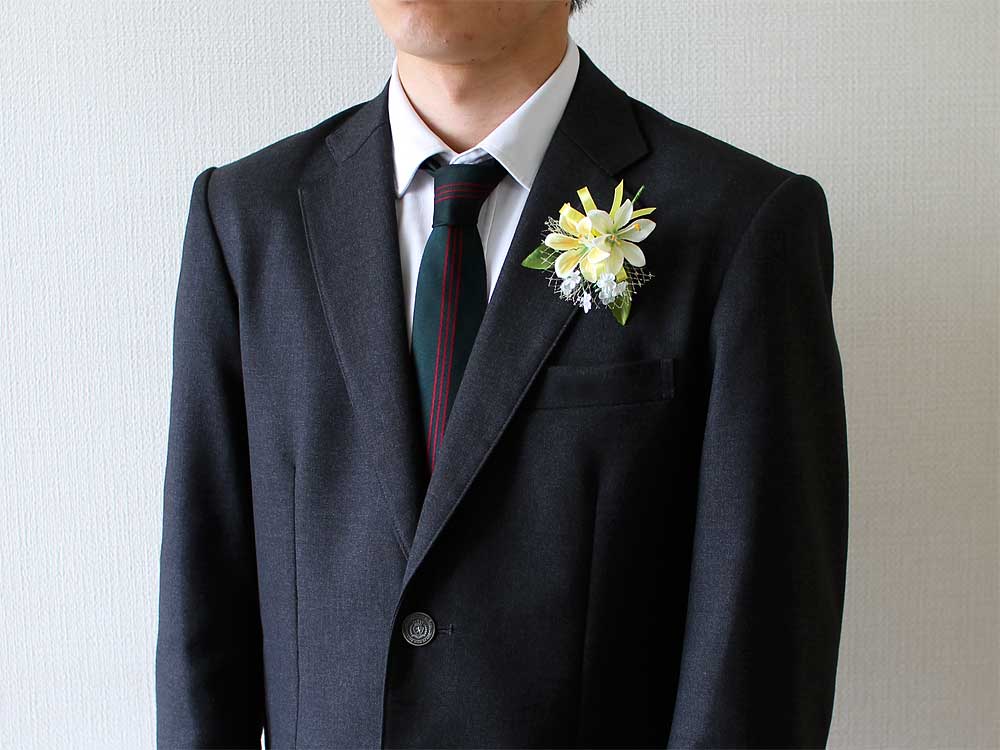 NRL3-40 NEWミニリリー×3輪イエローコサージュ(クリップ付)