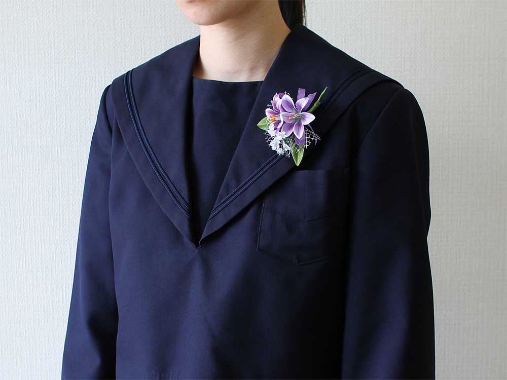 NRL3-5 NEWミニリリー×3輪パープルコサージュ(クリップ付)