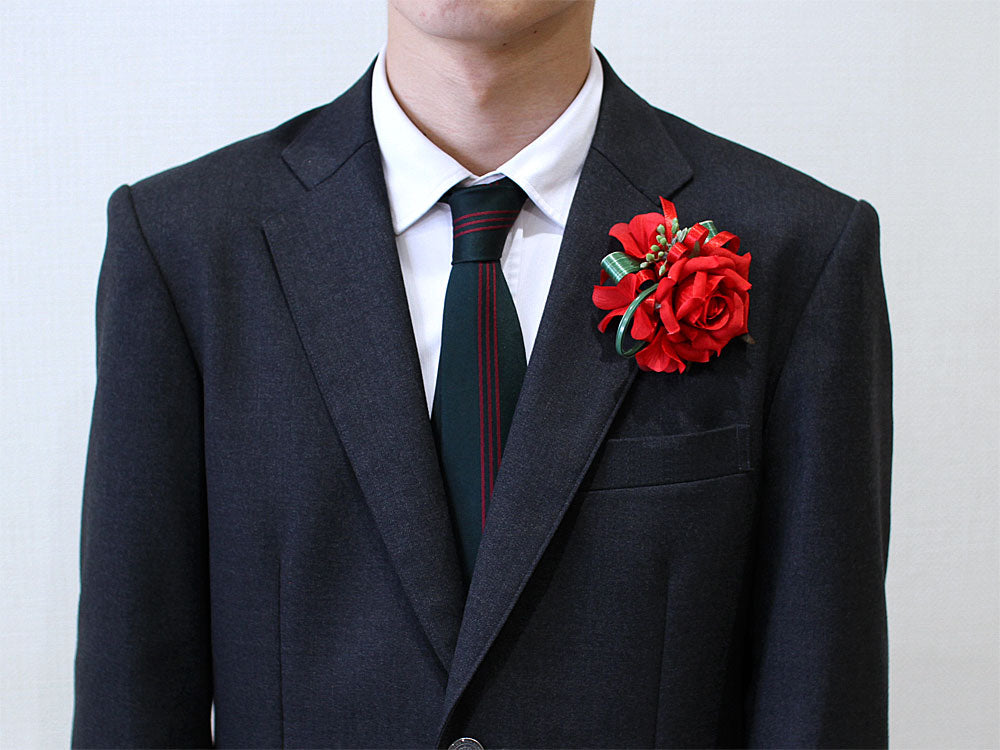 QLF-2 スクエアローズブーケレッドコサージュ