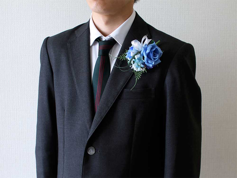 QLN-16 スクエアアレンジブルーコサージュ(クリップ付)