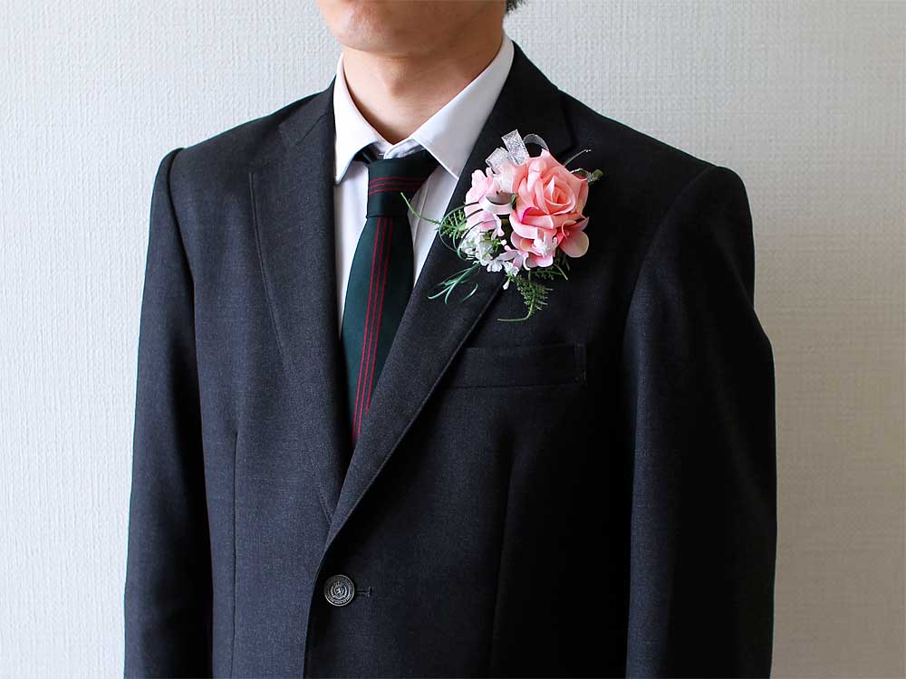 QLN-3 スクエアアレンジピンクコサージュ(クリップ付)