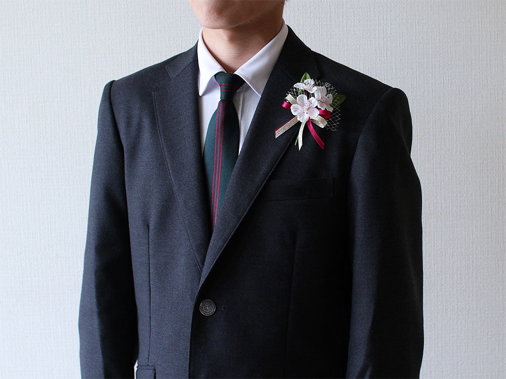 さくら×3輪コサージュ手作りキット装着例