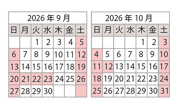 インスタイルコサージュ営業日カレンダー
