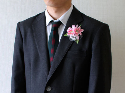 NRL2-3 NEWミニリリー×2輪ピンクコサージュ