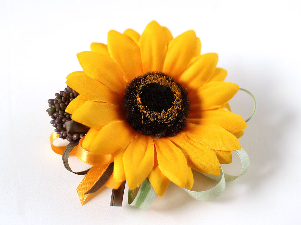 S-005 ひまわりコサージュ(クリップ付)