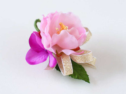 YE1-3 八重桜×１輪コサージュ